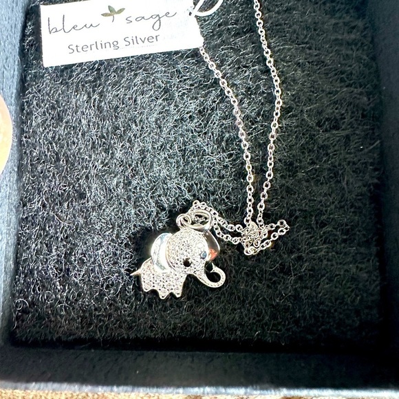 Bleu Sage Elephant Pendant Necklace 18” Sterling Silver New With tags - Picture 2 of 2